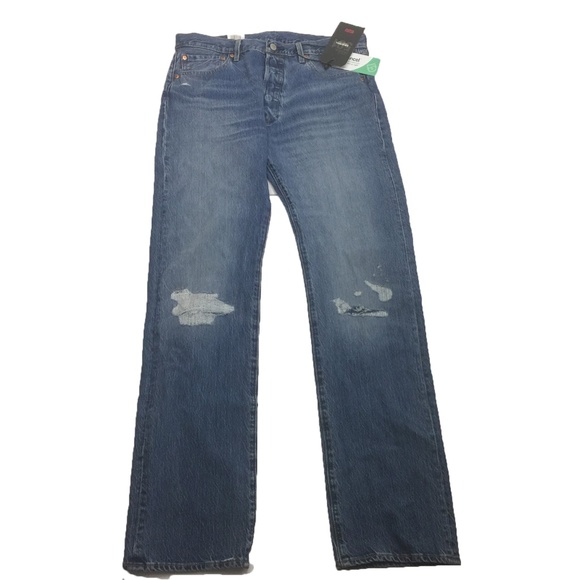NWT Levis 501 Warp Button Fly Straight Denim Sz 34
